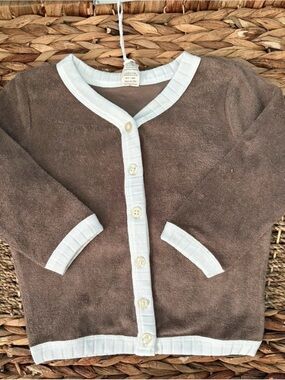 Kate Quinn-FOREST STONE-Towel/Terrycloth-Colorblock-Button Cardigan-preppy top